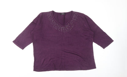 Womens UK Size XL BM Purple Pullover Jumper