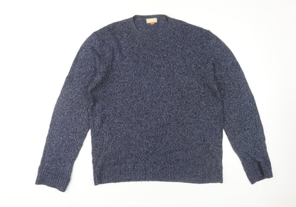 John Lewis Men's Blue Wool Blend Pullover Jumper L