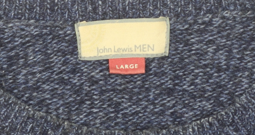 John Lewis Men's Blue Wool Blend Pullover Jumper L