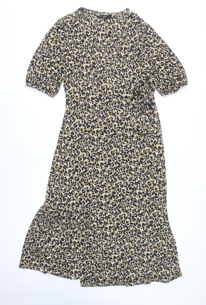 Next Women Multicoloured Animal Print Wrap Dress Size 14