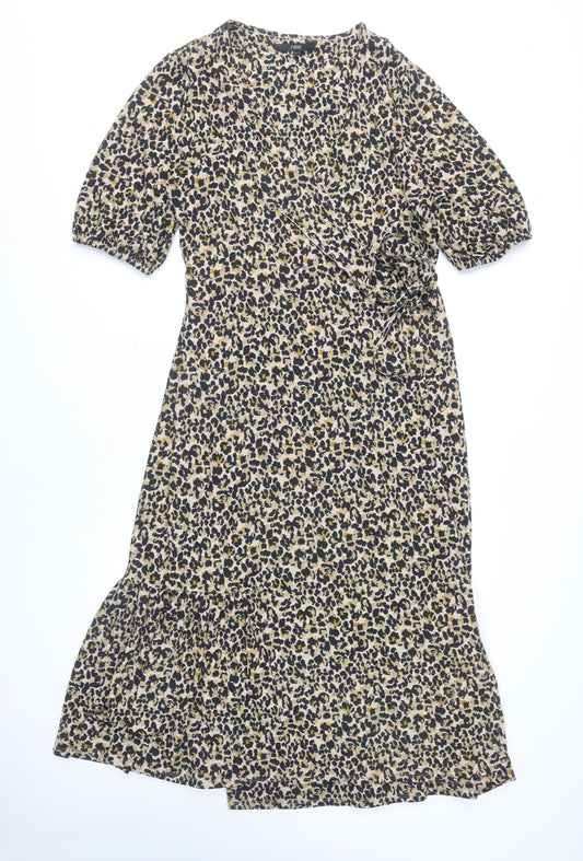 Next Women Multicoloured Animal Print Wrap Dress Size 14