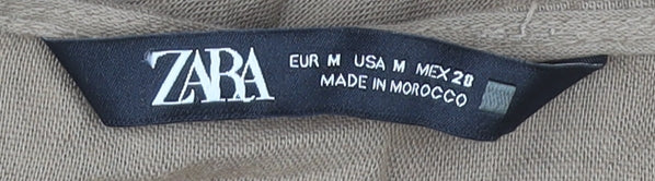 Zara Women's Beige V-Neck Linen Jumpsuit Size 12