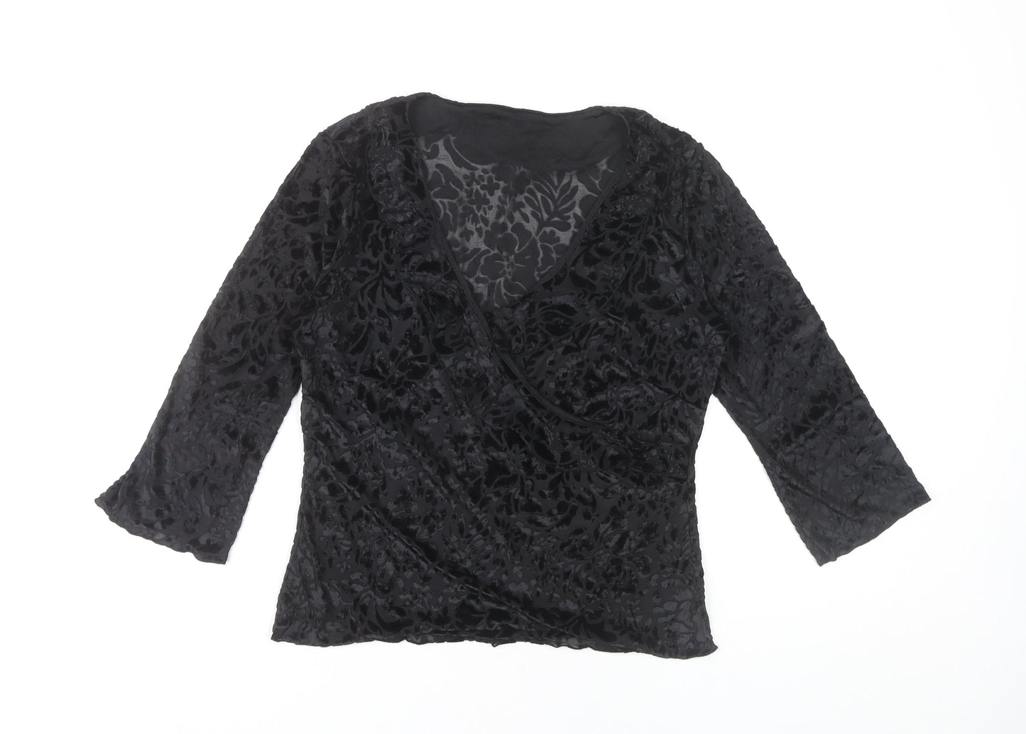 Womens UK Size 12 NEXT Black Wrap Blouse