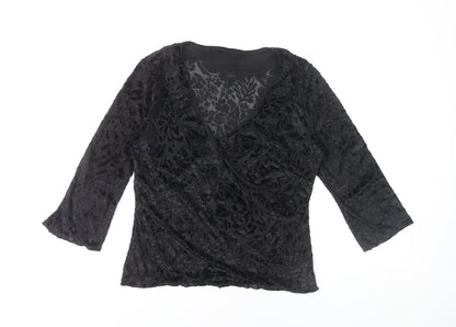 Womens UK Size 12 NEXT Black Wrap Blouse