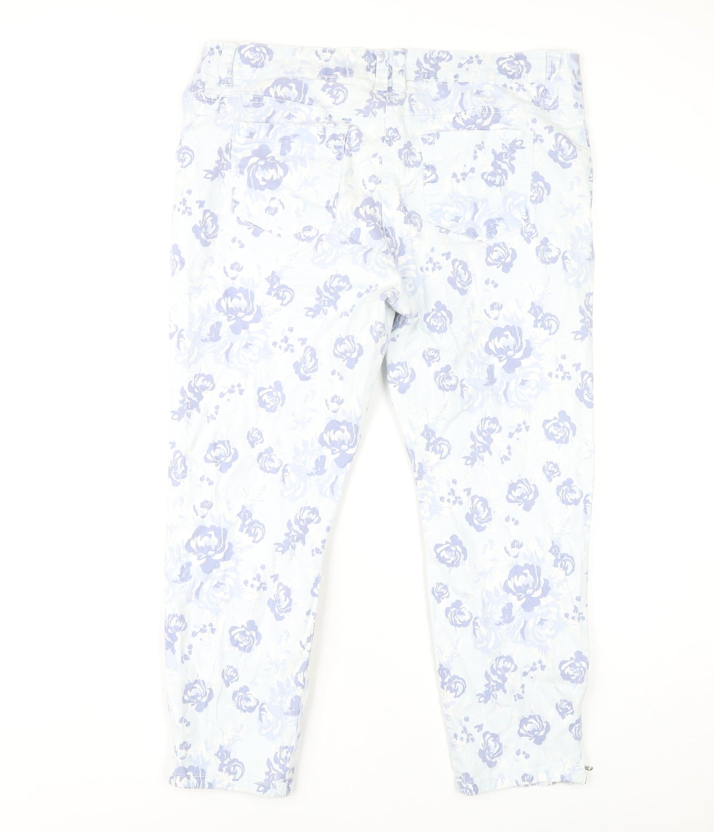 BHS Women's Blue Ankle Jeans, Floral Pattern, Size 18