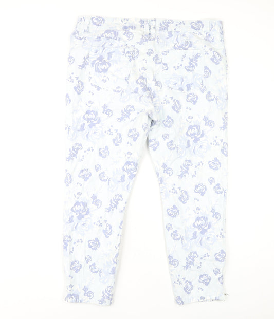 BHS Women's Blue Ankle Jeans, Floral Pattern, Size 18
