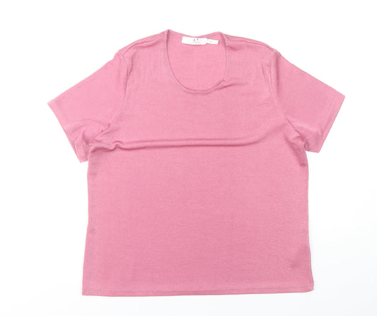 Womens UK Size 16 Julipa Pink Basic T-Shirt