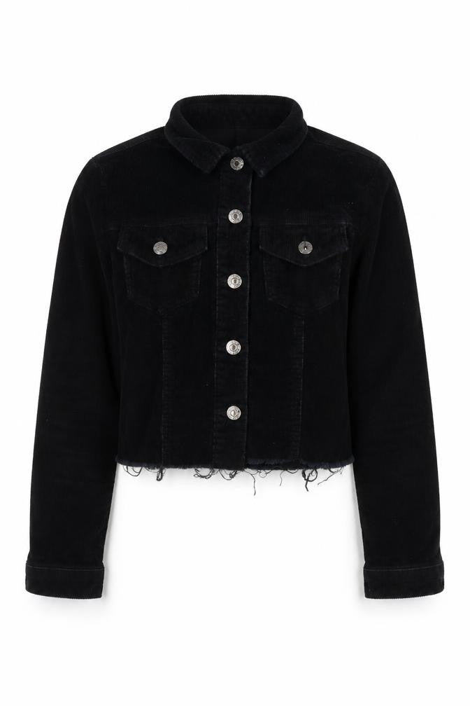 Denim Co. Women's Black Cropped Biker Jacket Size 12