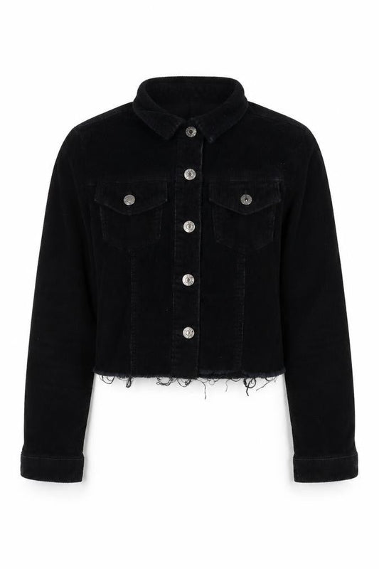 Denim Co. Women's Black Cropped Biker Jacket Size 12