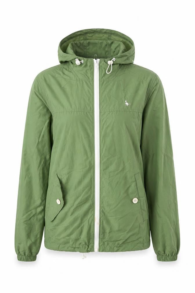 Front view of Jack Wills Women’s Green Windbreaker Jacket, size UK 8