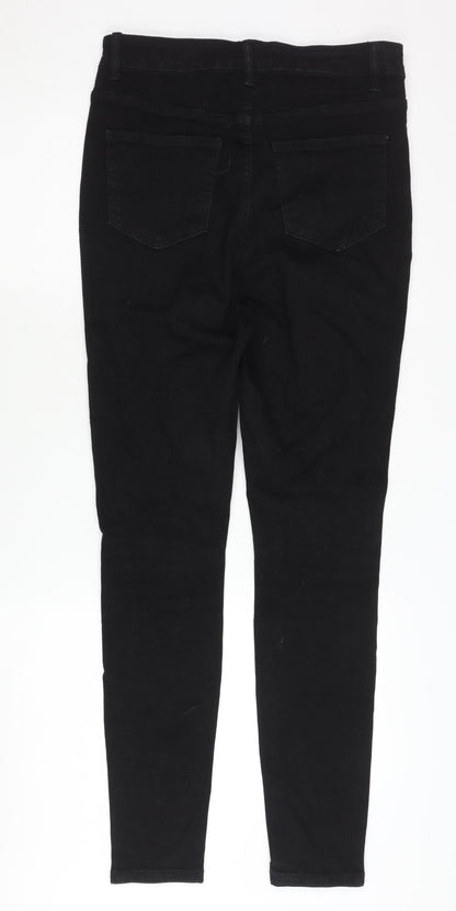 PrettyLittleThing Women's Black Skinny Distressed Jeans - Size 12