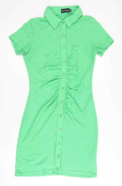 PrettyLittleThing Green Shirt Dress, Size 12, Casual Style