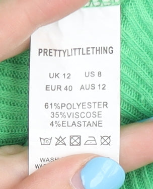 PrettyLittleThing Green Shirt Dress, Size 12, Casual Style