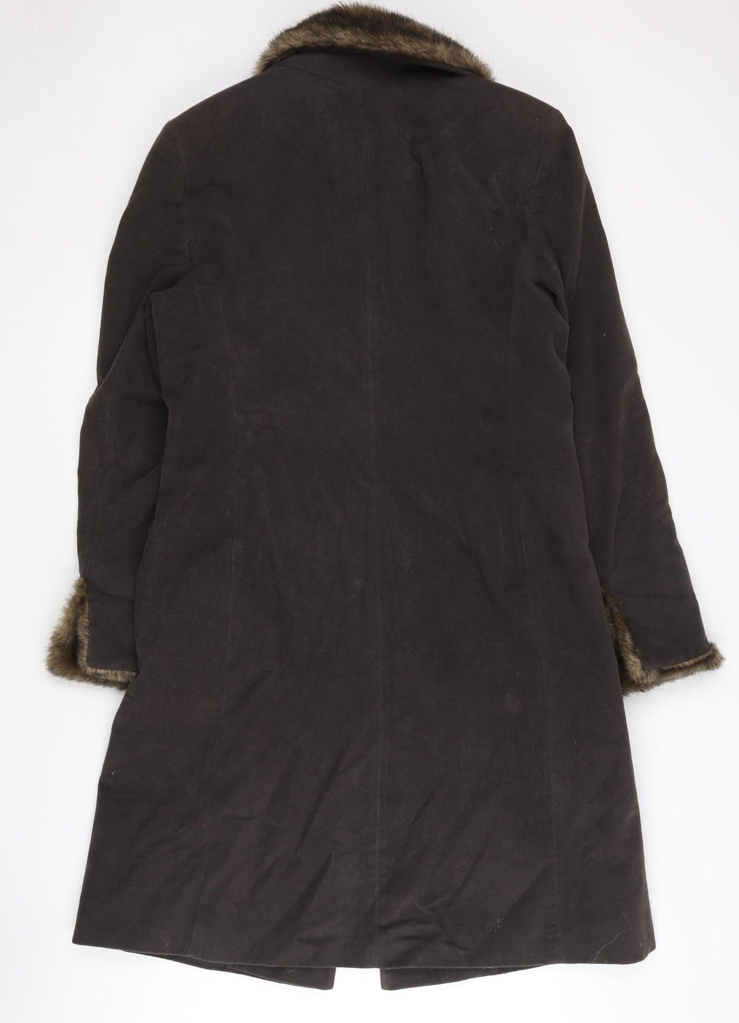 Principles Women's Brown Fur Trim Overcoat Coat Size 12