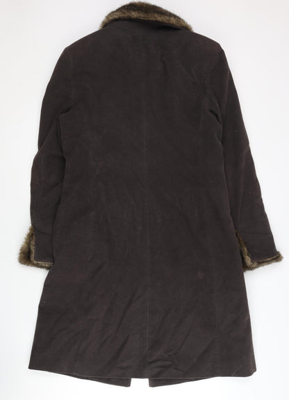 Principles Women's Brown Fur Trim Overcoat Coat Size 12
