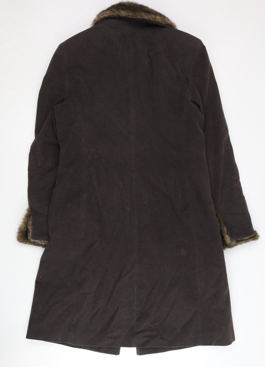 Principles Women's Brown Fur Trim Overcoat Coat Size 12
