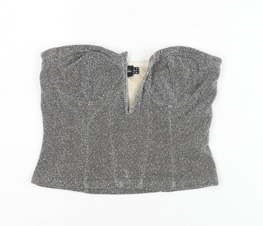 PrettyLittleThing Women's Silver Strapless Crop Top UK 8