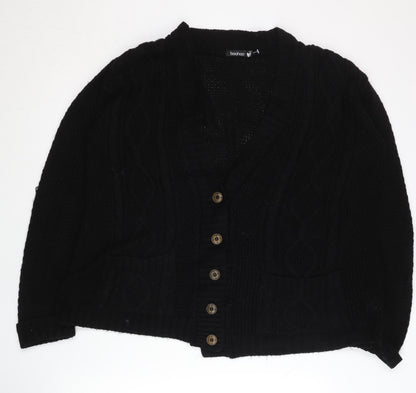 Womens UK Size S Boohoo Black Cardigan Jumper