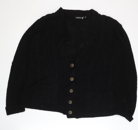 Boohoo Women's Black Cable-Knit Cardigan Size S