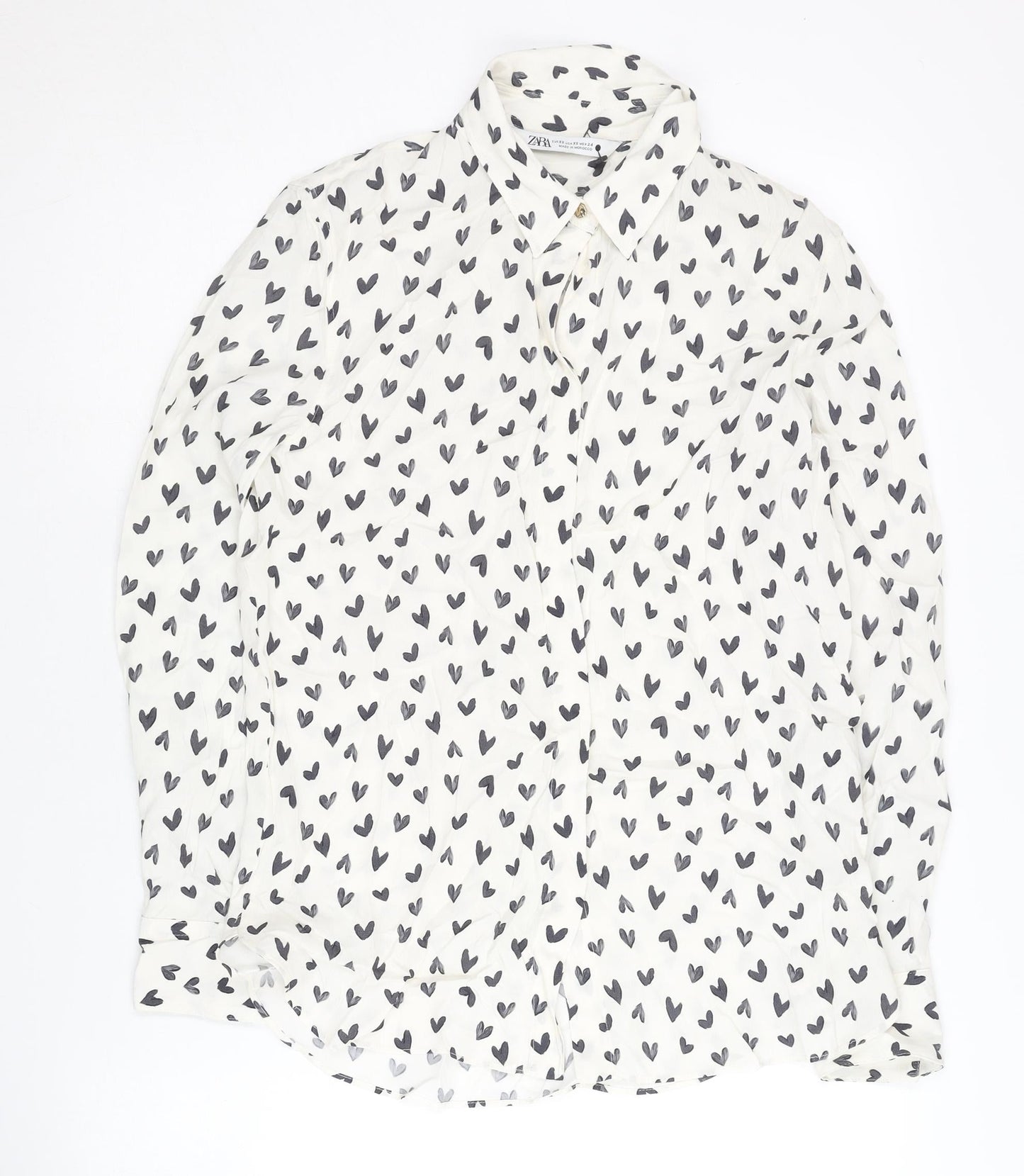 Womens UK Size XS Zara White Basic Button-Up