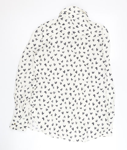 Womens UK Size XS Zara White Basic Button-Up