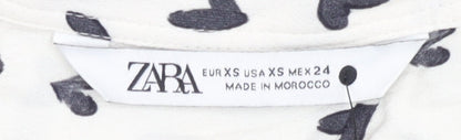 Womens UK Size XS Zara White Basic Button-Up