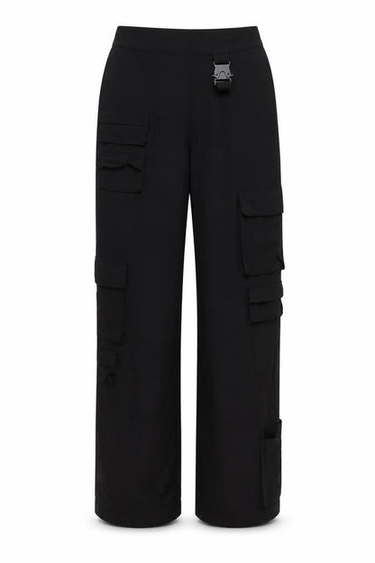 Front view of Couture Women's Black Cargo Trousers, UK 4