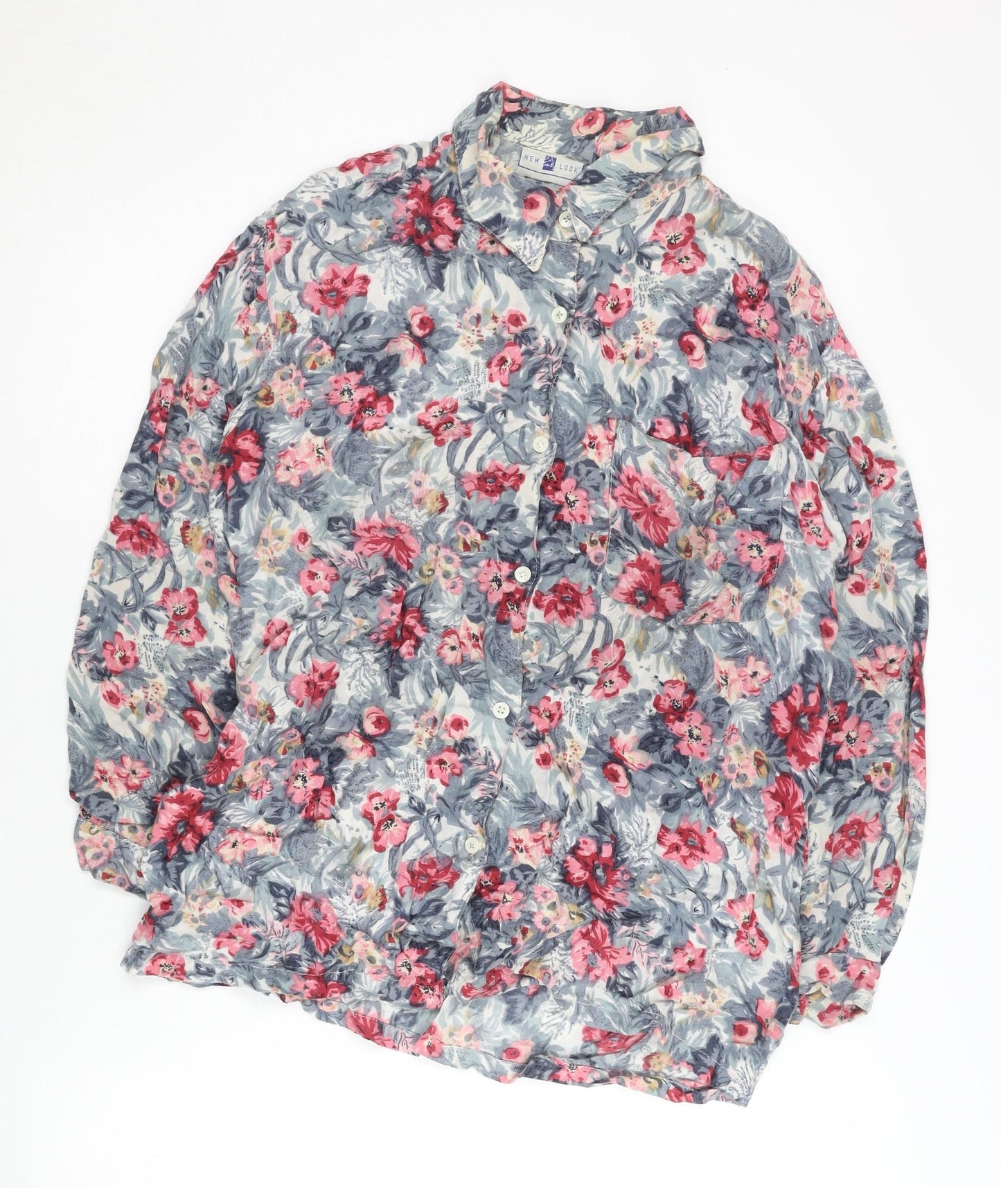 Womens UK Size S New Look Multicoloured Basic Button-Up