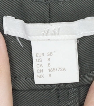 Womens UK Size 10 H&M Relaxed Fit Paperbag Green Trousers