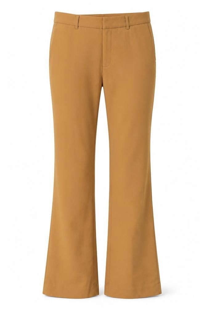 Front view of ICHI Women's Yellow Flared Trousers, size 8