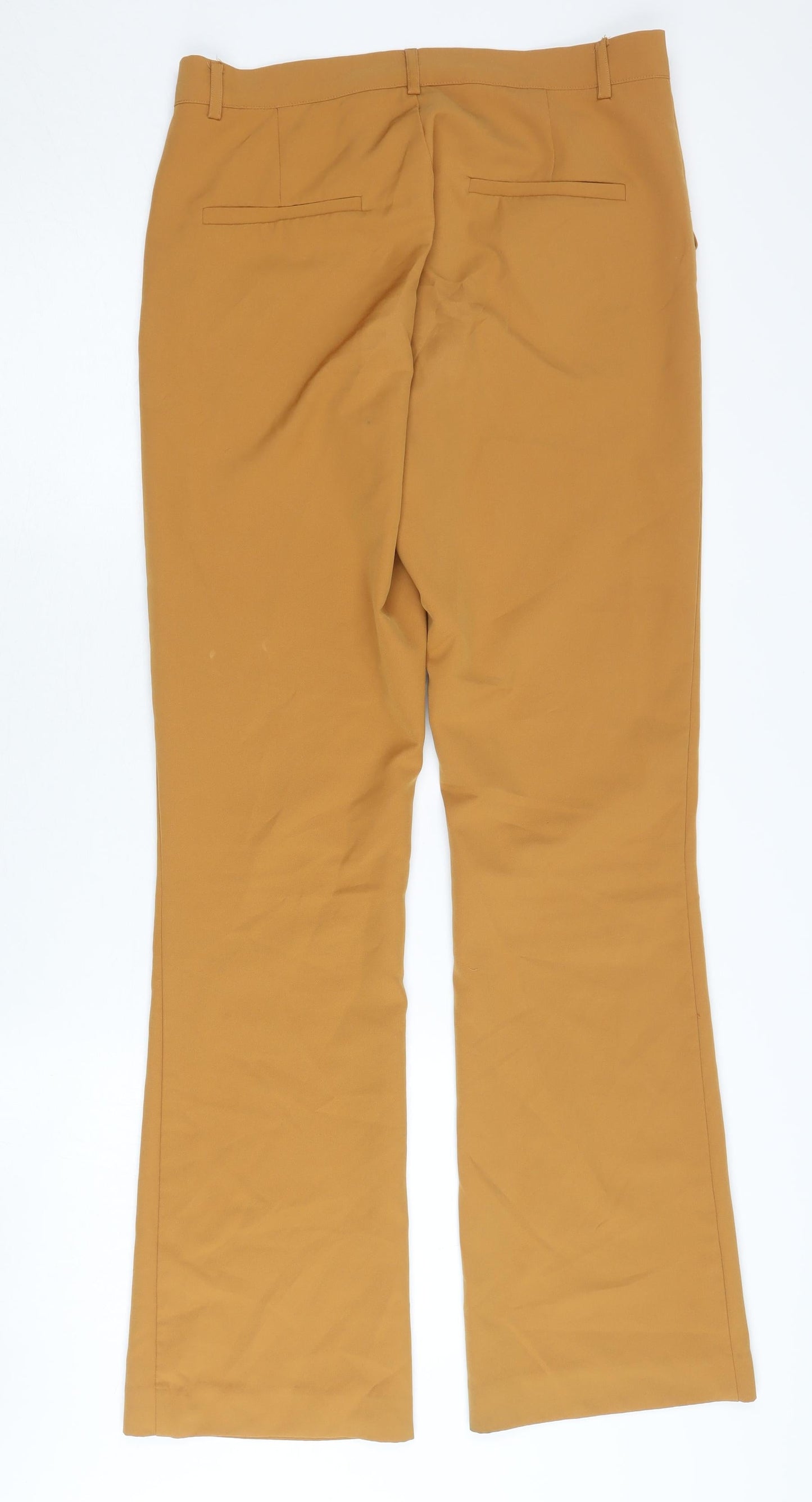 Womens UK Size 8 ICHI Regular Fit Flared Yellow Trousers