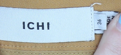 Womens UK Size 8 ICHI Regular Fit Flared Yellow Trousers