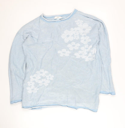 Cotton Traders Women's Blue Floral Pullover Jumper Size 12