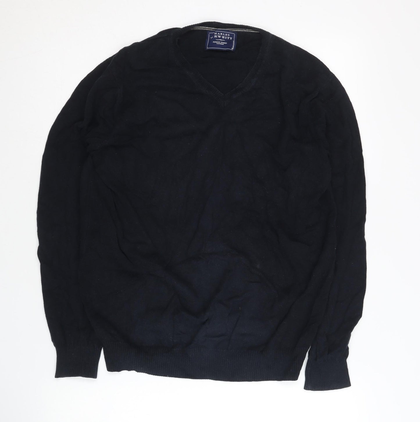 Charles Tyrwhitt Men's Black Medium V-Neck Pullover Jumper