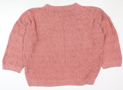 H&M Women’s Pink M Pullover Jumper - Knit Crew Neck