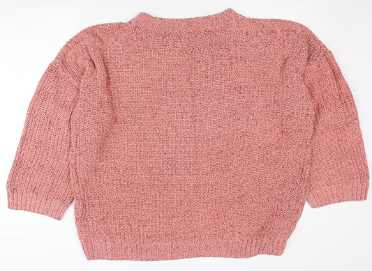 H&M Women’s Pink M Pullover Jumper - Knit Crew Neck
