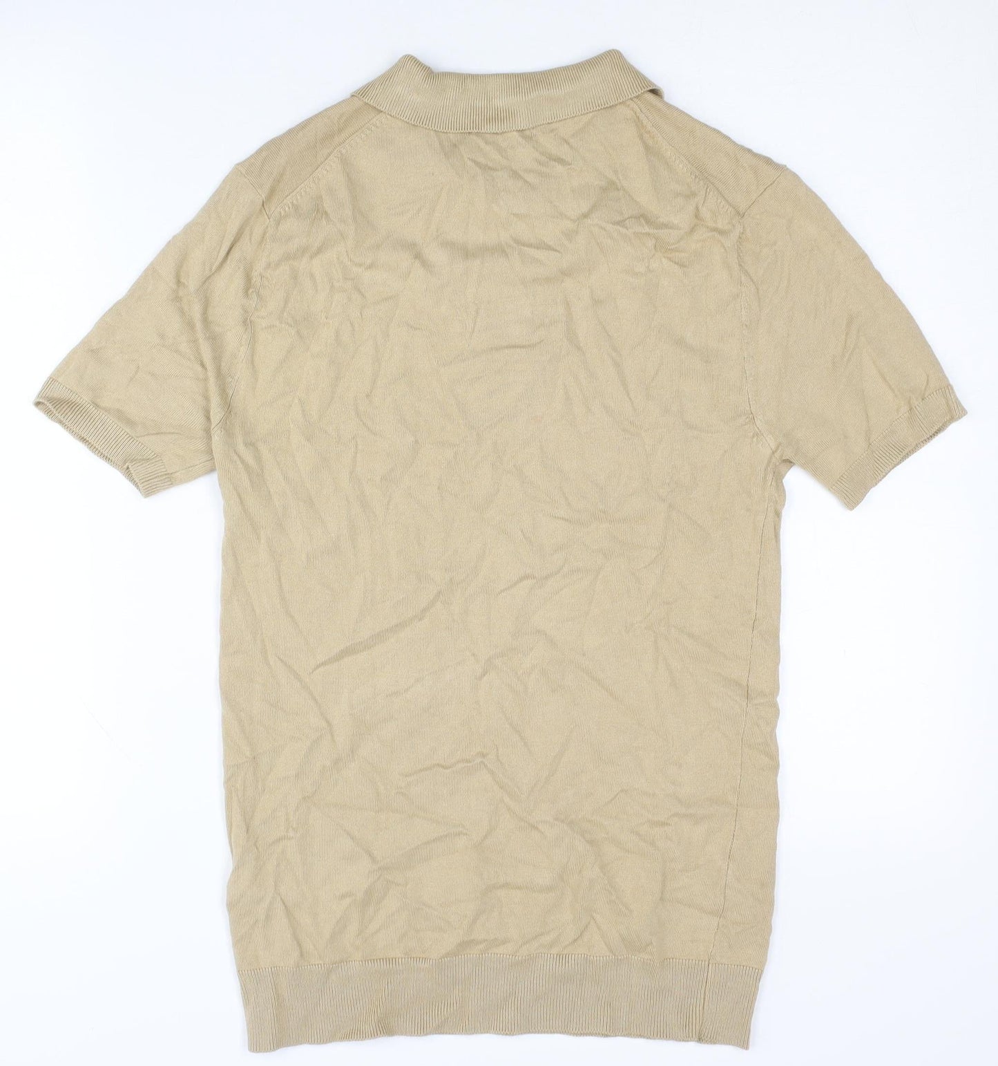 boohooMAN Men's Beige Full Zip Polo Jumper - Size M