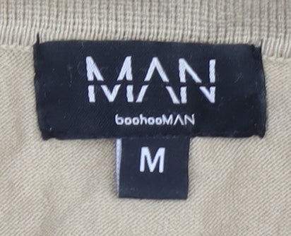 boohooMAN Men's Beige Full Zip Polo Jumper - Size M