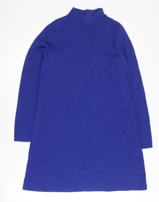 COS Women’s Blue Wool Dress XS High Neck Long Sleeve