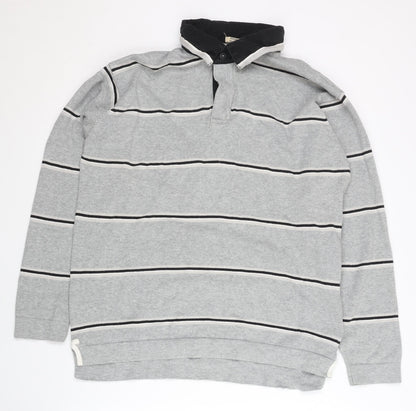 Marks and Spencer Men's Grey Striped Pullover Jumper L