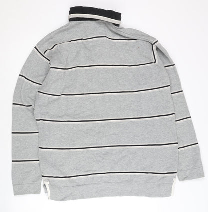 Marks and Spencer Men's Grey Striped Pullover Jumper L