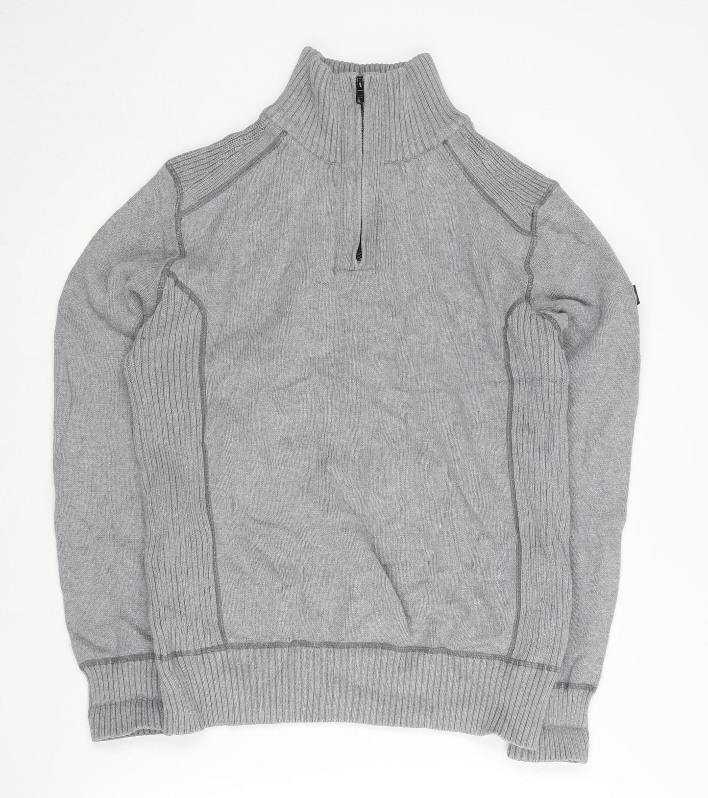 Next Men's Grey M High Neck 1/2 Zip Jumper