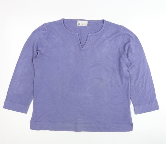 BHS Women's Purple Jumper Size 16, 3/4 Sleeve