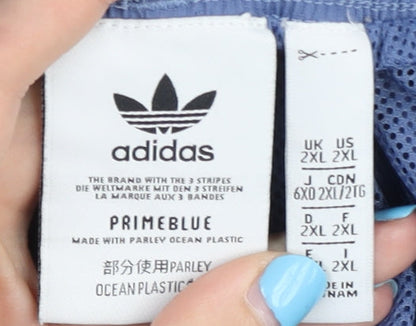 Adidas Men's Blue 2XL Track Pants with Side Stripe