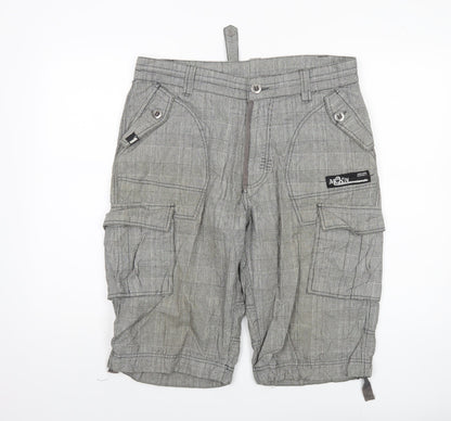 McKenzie Men's Grey Cargo Shorts M, Check Pattern