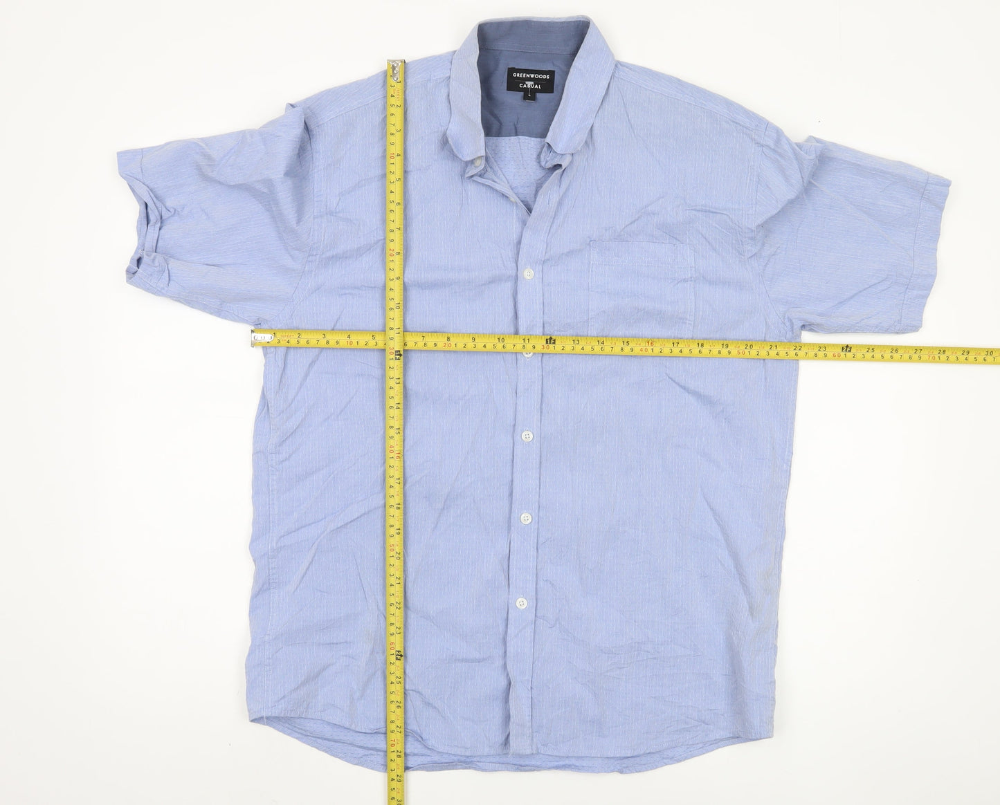 Greenwoods Men's Blue L Short Sleeve Casual Shirt
