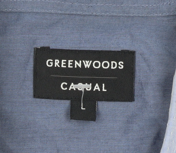 Greenwoods Men's Blue L Short Sleeve Casual Shirt