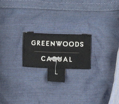 Greenwoods Men's Blue L Short Sleeve Casual Shirt