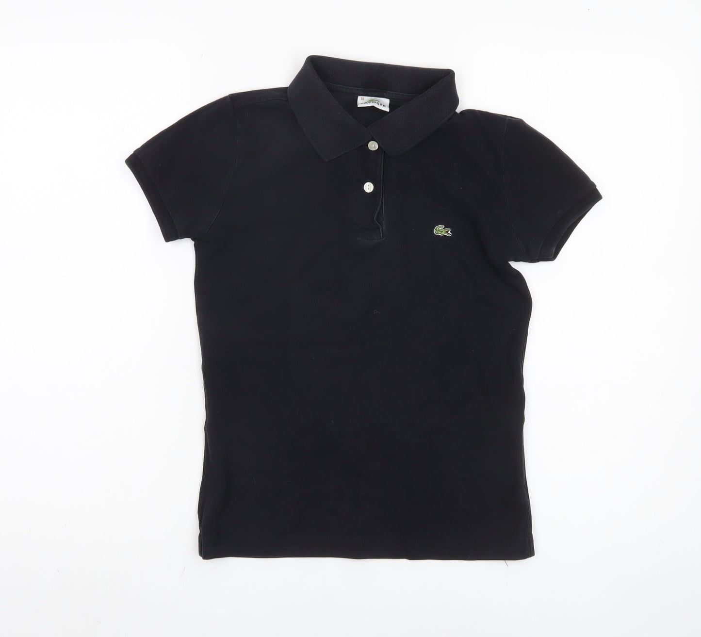 Womens UK Size 10 Lacoste Black Basic Polo