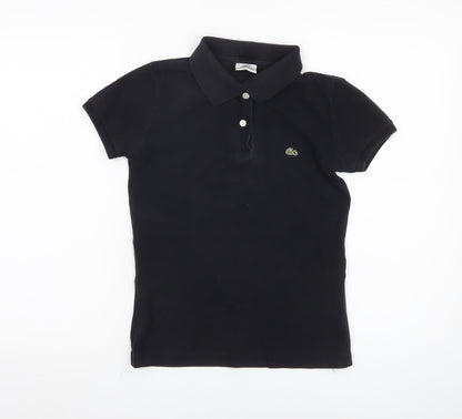 Womens UK Size 10 Lacoste Black Basic Polo